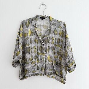 Dressori Silk Blend Boxy Button Down Patterned Cardigan Top Size Small